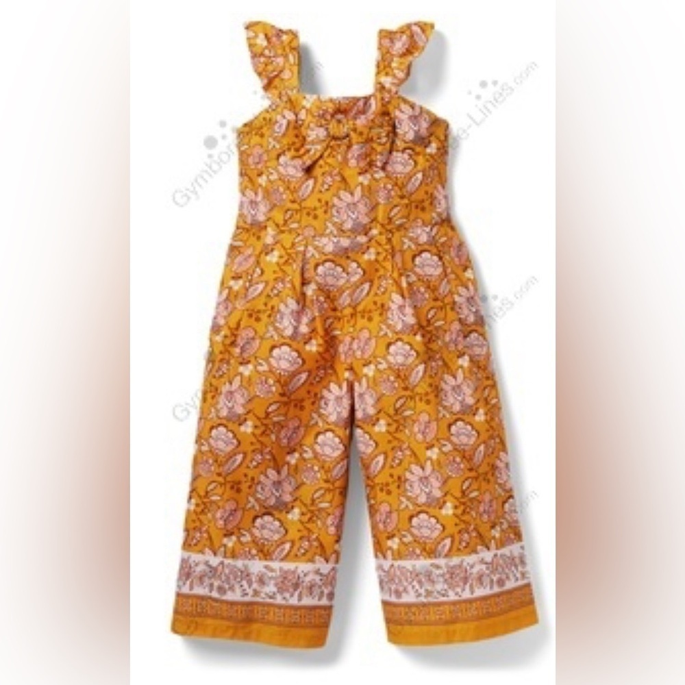 Janie and Jack Floral Mustard Ruffle Jumpsuit SIZE 4